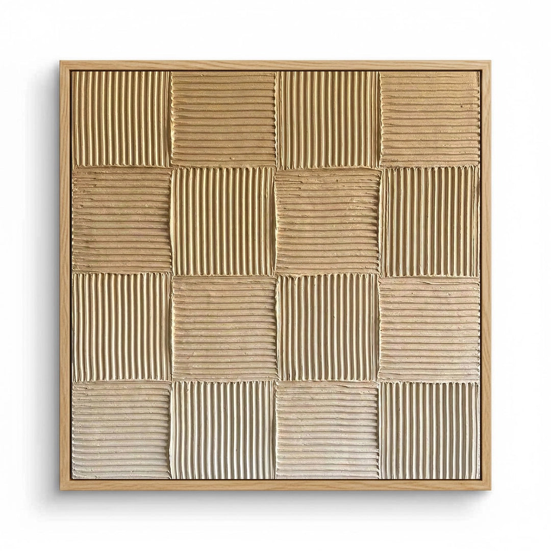 2Textured Beige Checkerboard Painting #TBCH110