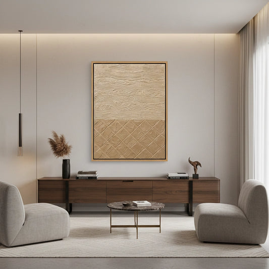 Textured Beige Lattice Painting #TBLA220