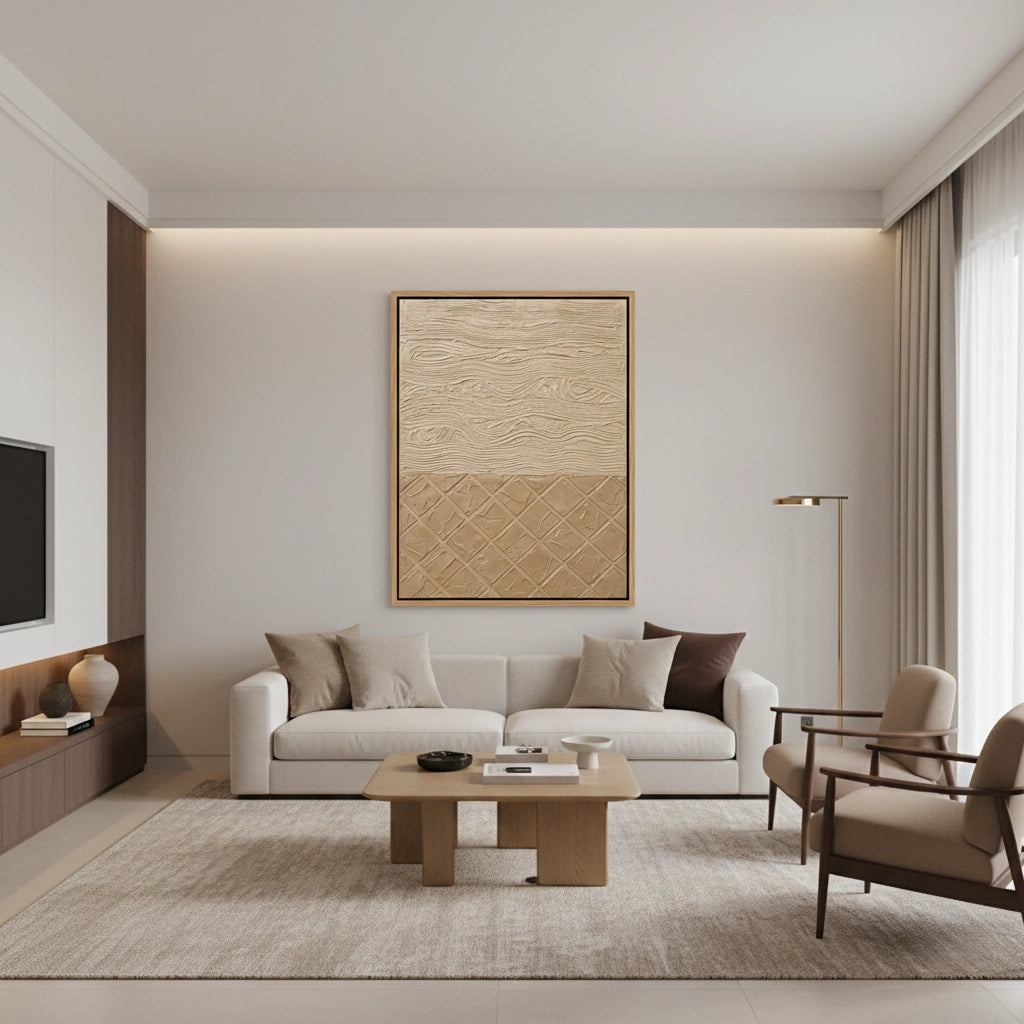 2Textured Beige Lattice Painting #TBLA220