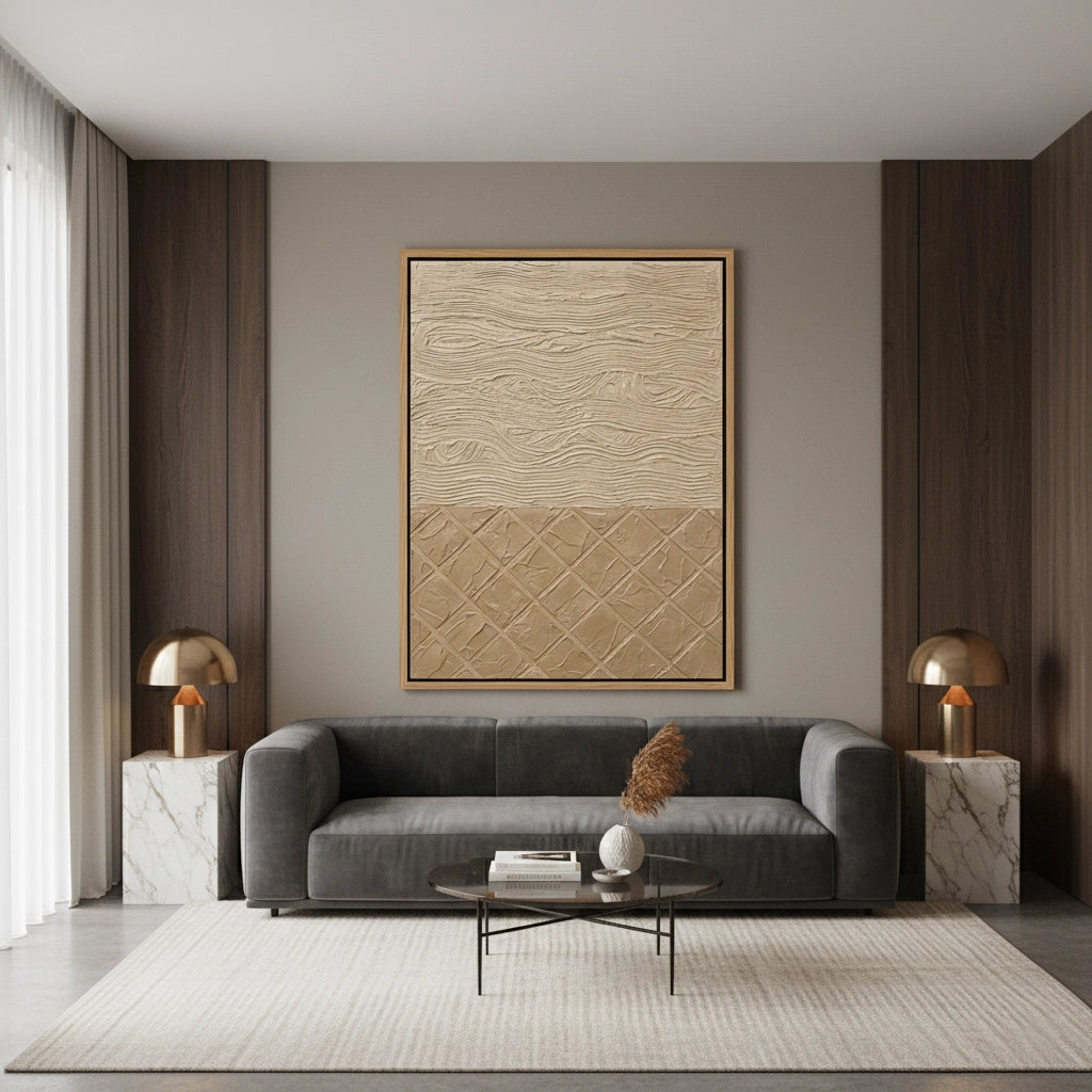 2Textured Beige Lattice Painting #TBLA220