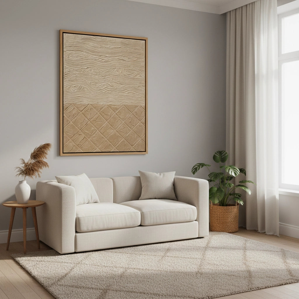 2Textured Beige Lattice Painting #TBLA220