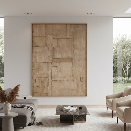 Textured Beige Patchwork Painting #TBPA110