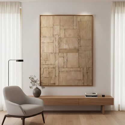 Textured Beige Patchwork Painting #TBPA110