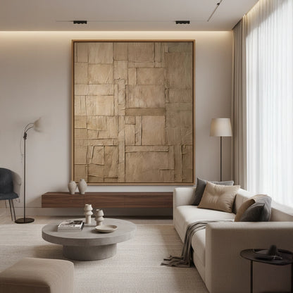 Textured Beige Patchwork Painting #TBPA110