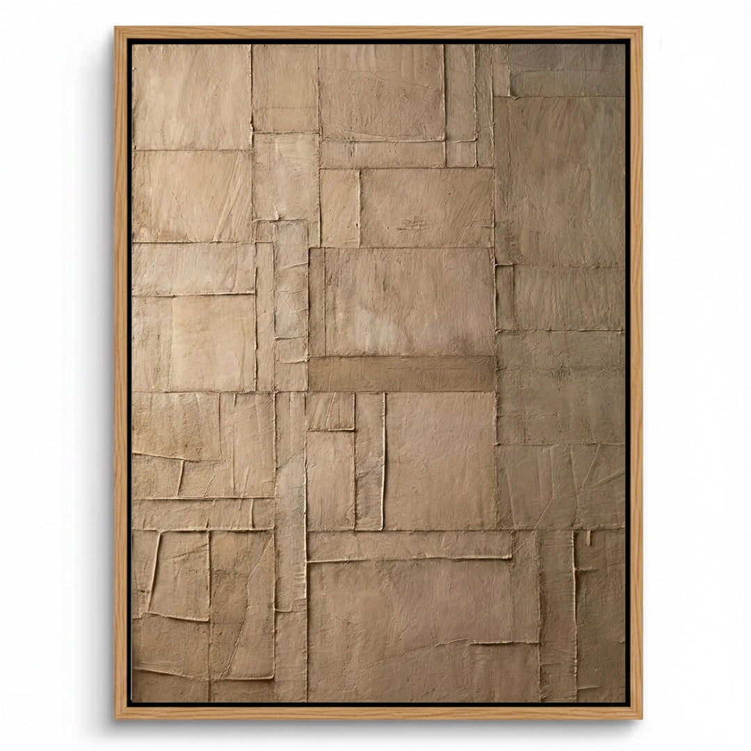 2Textured Beige Patchwork Painting #TBPA110