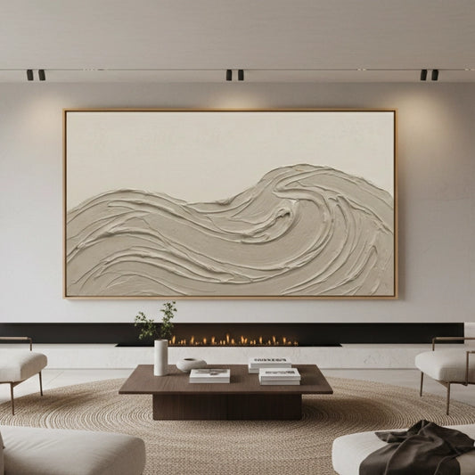 Textured Beige Wave Painting #TBWA110