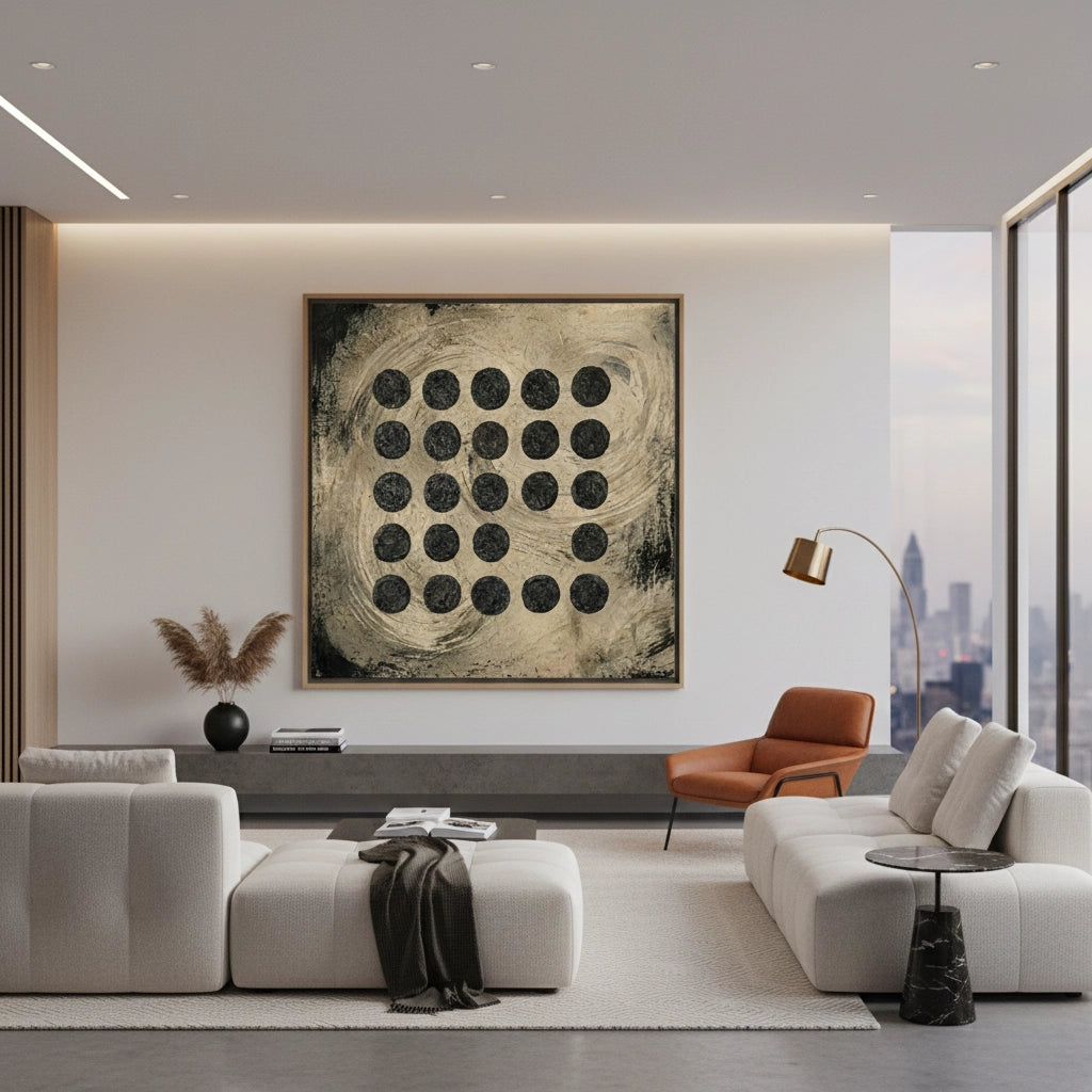 2Textured Black Dot Painting #TBDO110