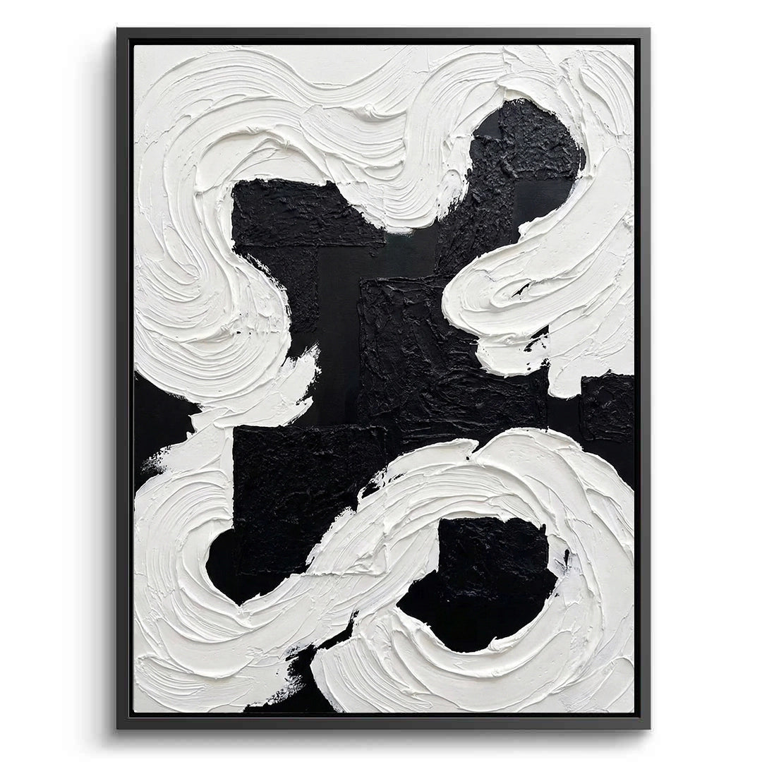 2Textured Black White Abstract Painting #TBWA220