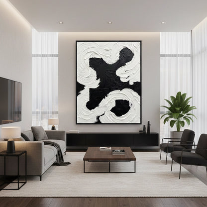 Textured Black White Abstract Painting #TBWA220
