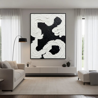Textured Black White Abstract Painting #TBWA220