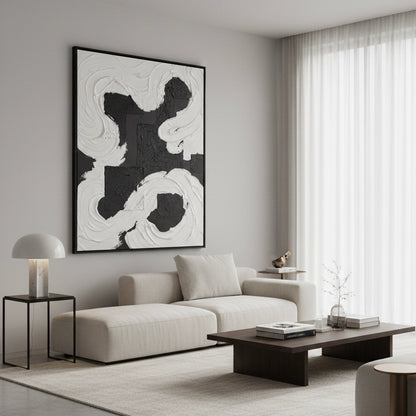 Textured Black White Abstract Painting #TBWA220