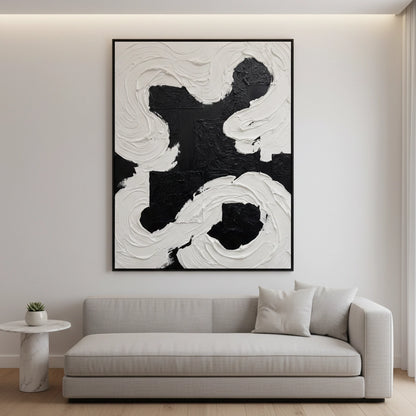 Textured Black White Abstract Painting #TBWA220