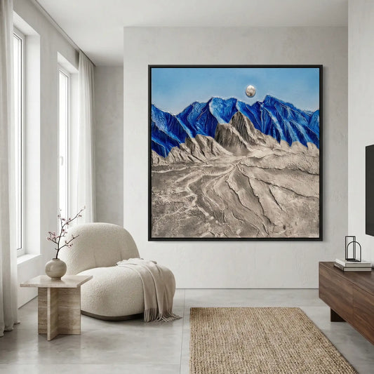 Textured Blue and White 3D Mountain #TBW763