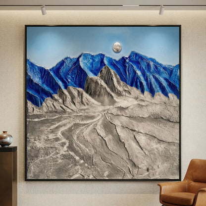 Textured Blue and White 3D Mountain #TBW763