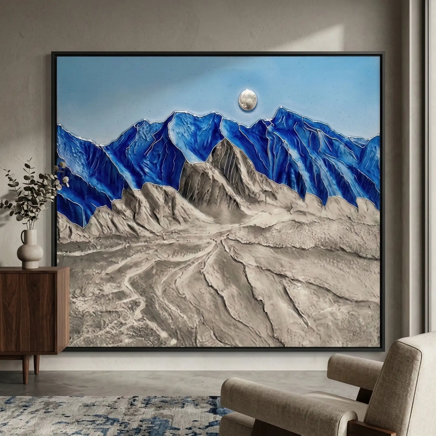 2Textured Blue and White 3D Mountain #TBW763