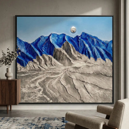 Textured Blue and White 3D Mountain #TBW763