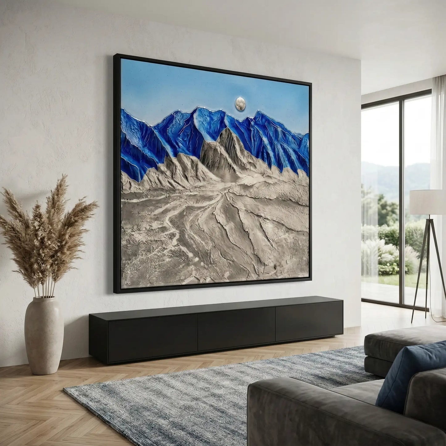 2Textured Blue and White 3D Mountain #TBW763