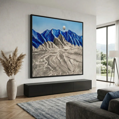 Textured Blue and White 3D Mountain #TBW763