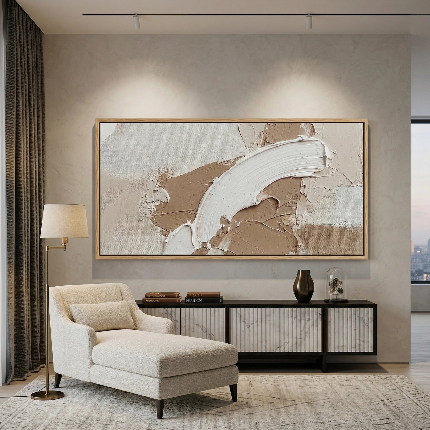 2Minimalist abstract artwork with layered clay textures and soft earthy shades, ideal for stylish UAE interiors