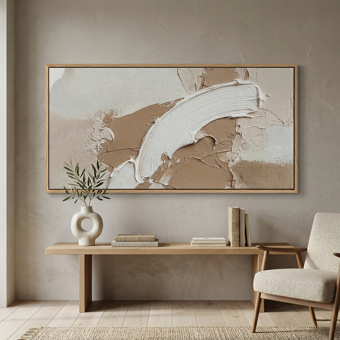 Modern Textured Clay Wave artwork with abstract layered textures and earthy hues, perfect for chic UAE wall decor