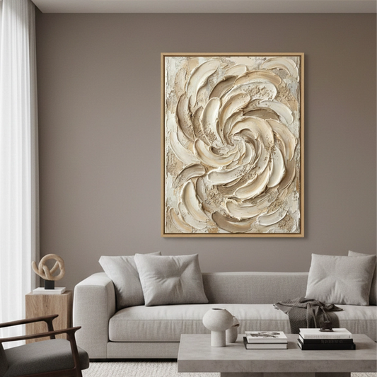 Textured Cream Bloom Painting #TCBL110