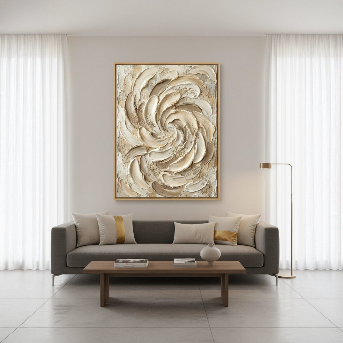 2Textured Cream Bloom Painting #TCBL110