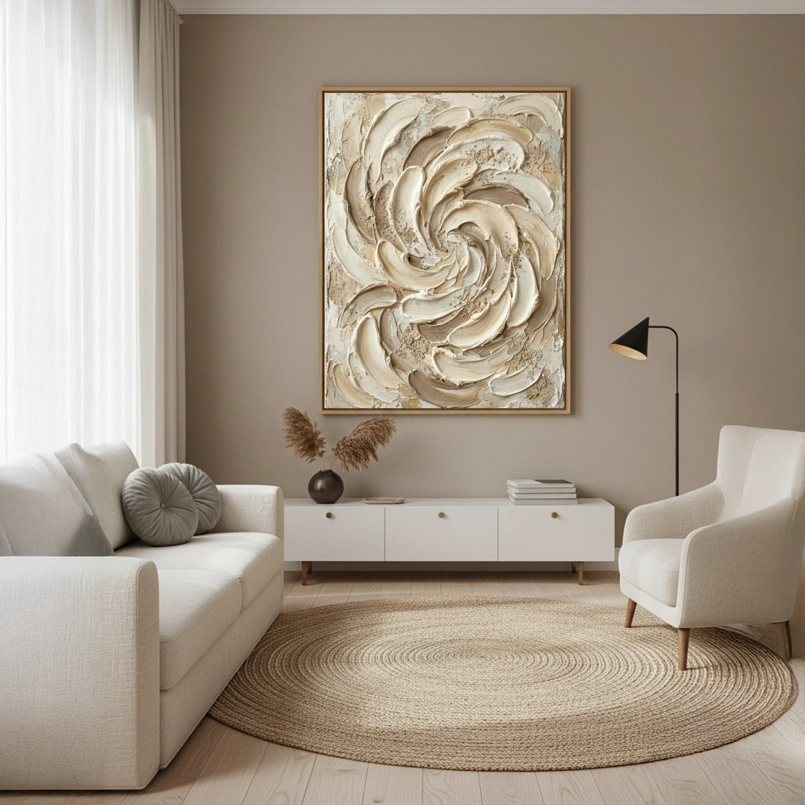 2Textured Cream Bloom Painting #TCBL110