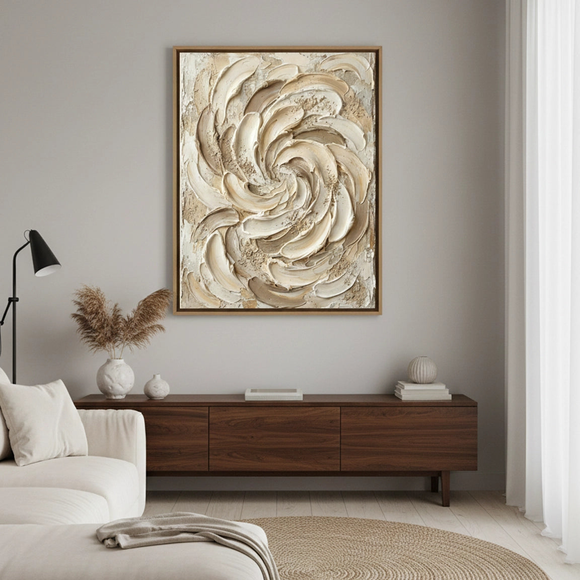 2Textured Cream Bloom Painting #TCBL110