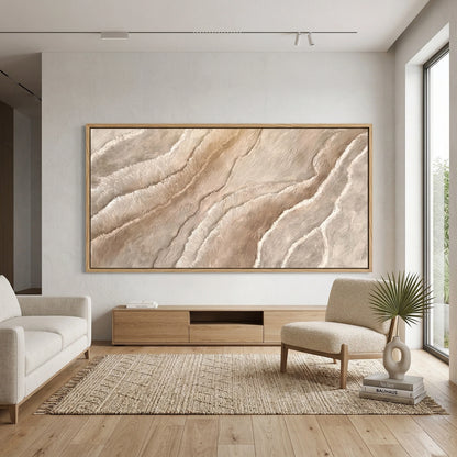 Modern sideboard featuring a 'Textured Earth Waves' carved pattern on the doors, a unique handcrafted furniture piece for high-end UAE interiors