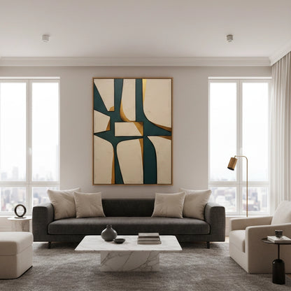 Textured Emerald Geometric Painting #TEGE220