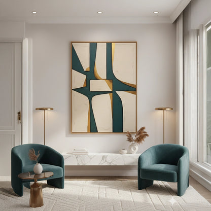 Textured Emerald Geometric Painting #TEGE220