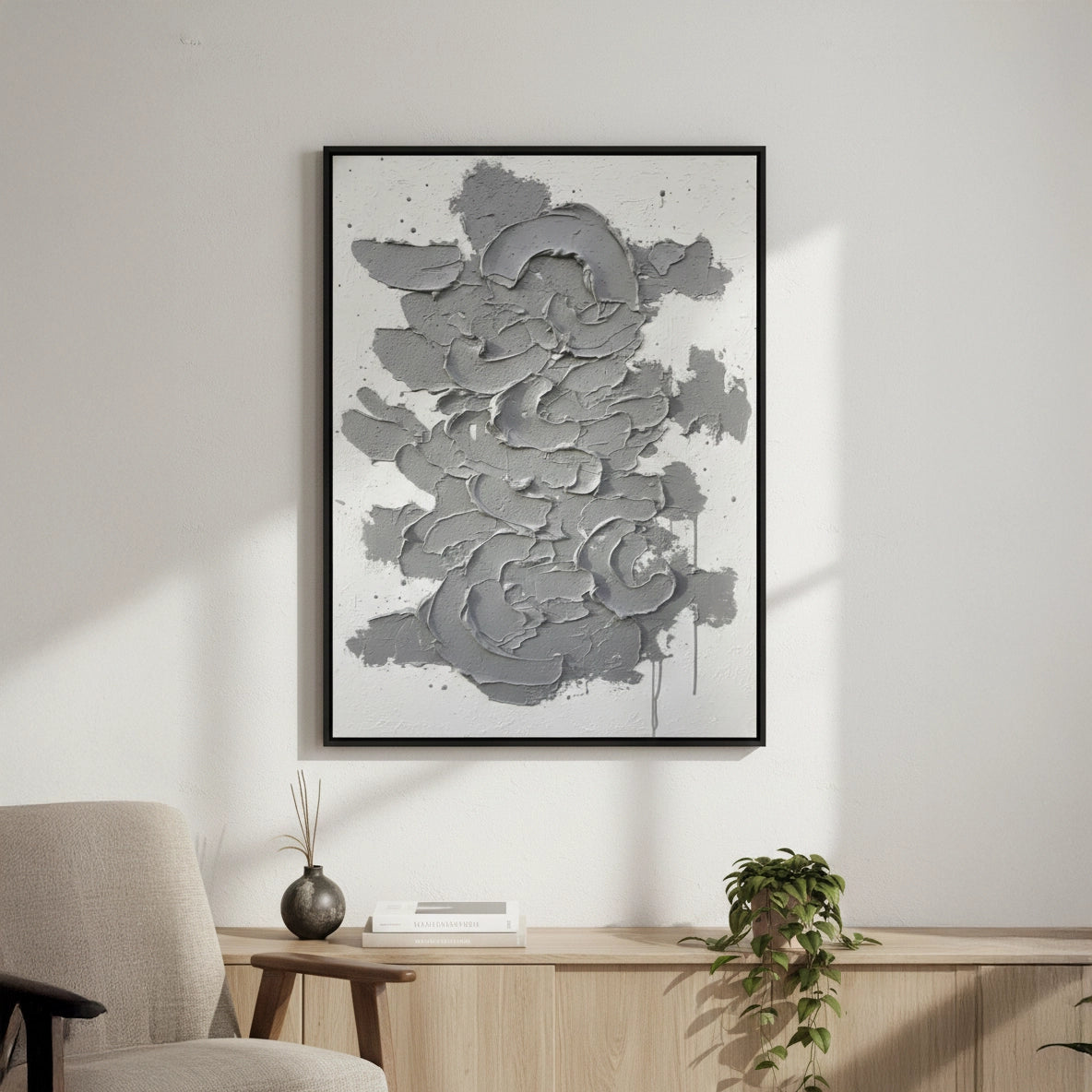 2Textured Gray Cascade Painting #TGCA110