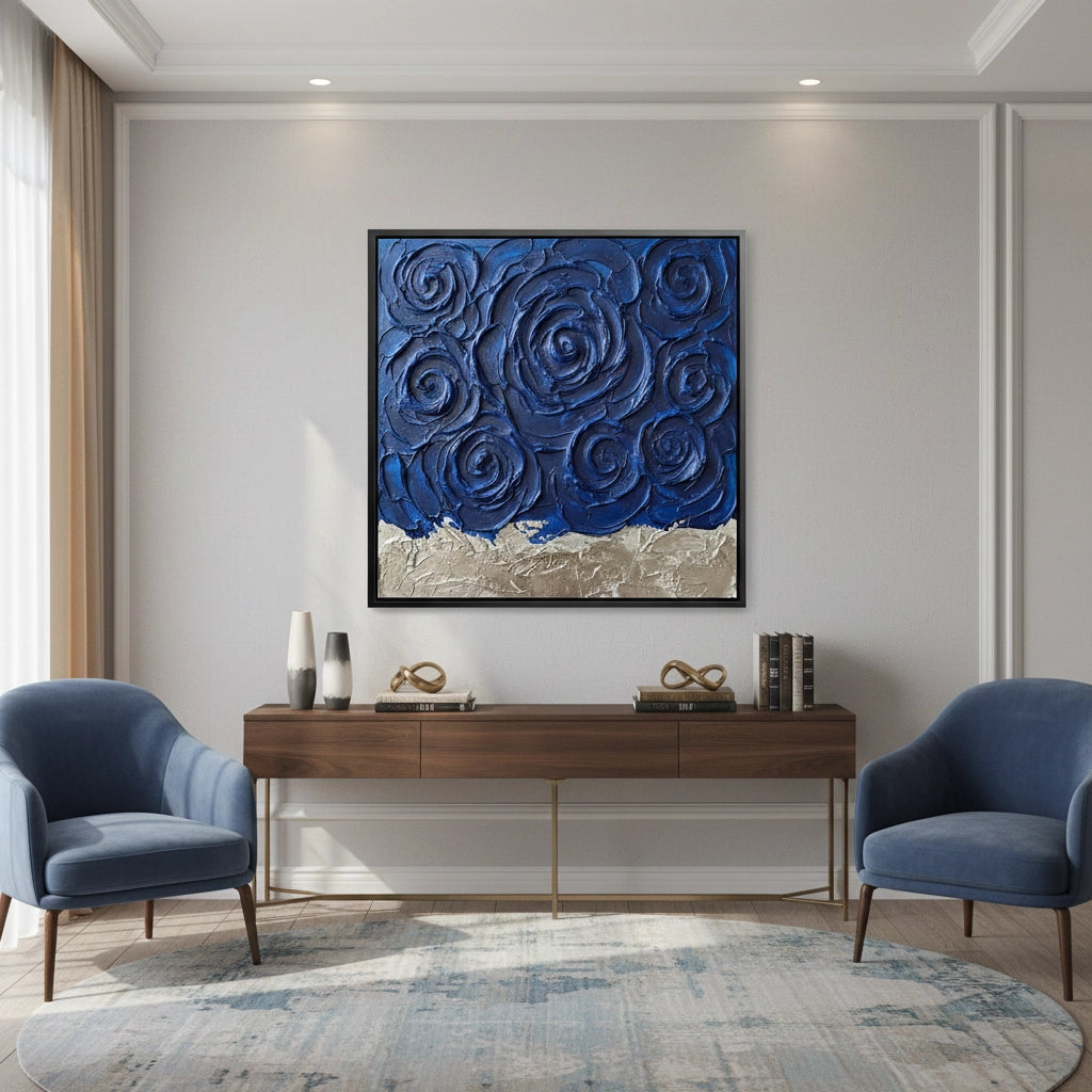 2Textured Indigo Bloom Painting #TIBL220