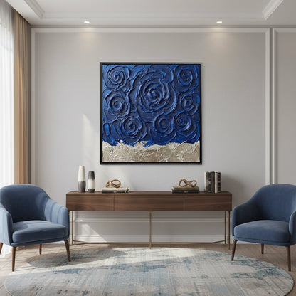 Textured Indigo Bloom Painting #TIBL220