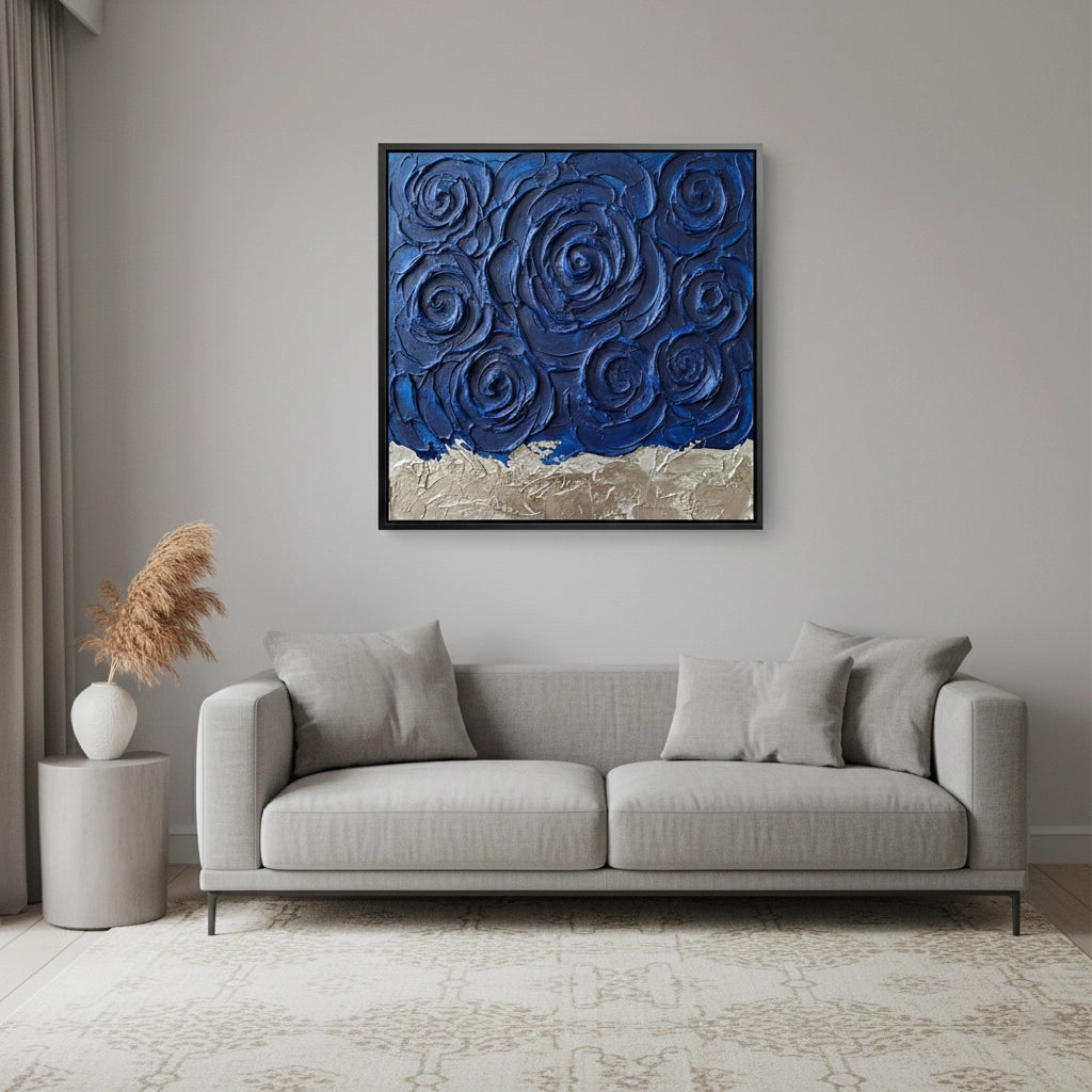 2Textured Indigo Bloom Painting #TIBL220