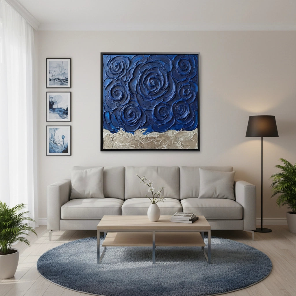 2Textured Indigo Bloom Painting #TIBL220