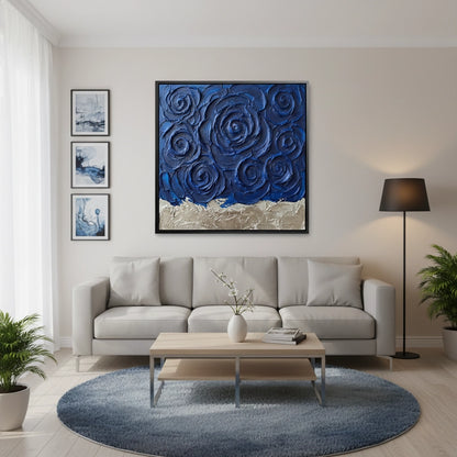 Textured Indigo Bloom Painting #TIBL220