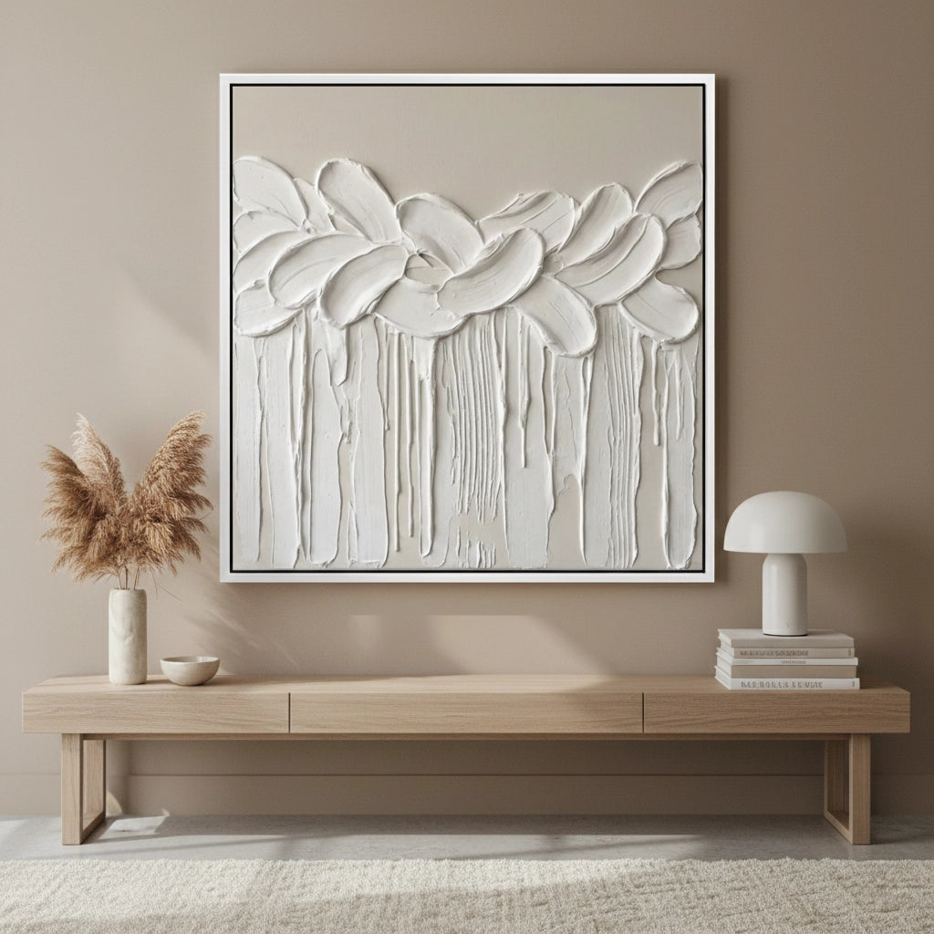 2Textured Ivory Floral Painting #TIFL220