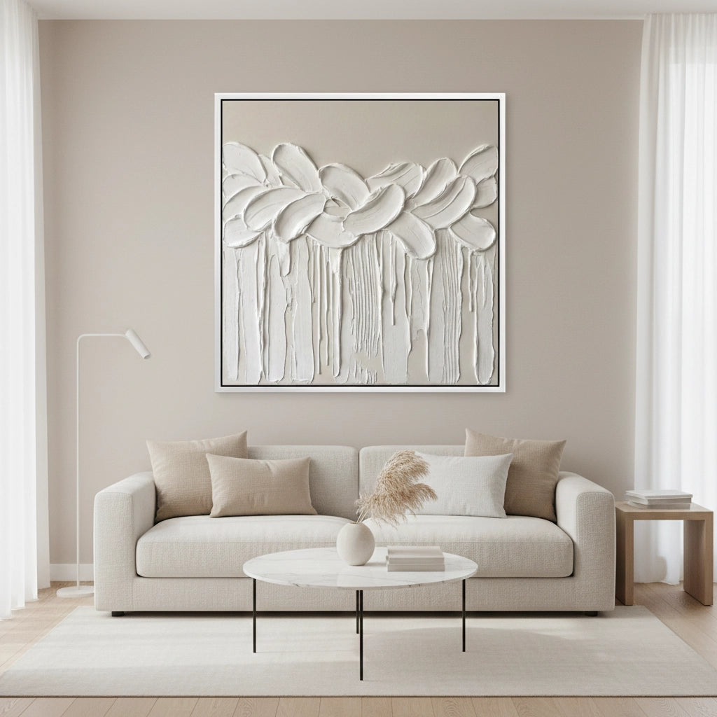 2Textured Ivory Floral Painting #TIFL220