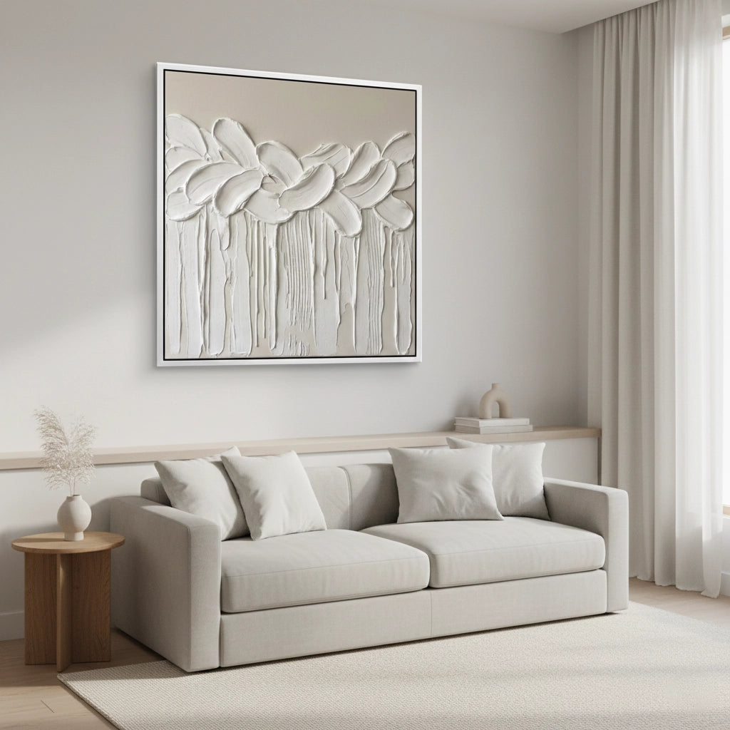 2Textured Ivory Floral Painting #TIFL220