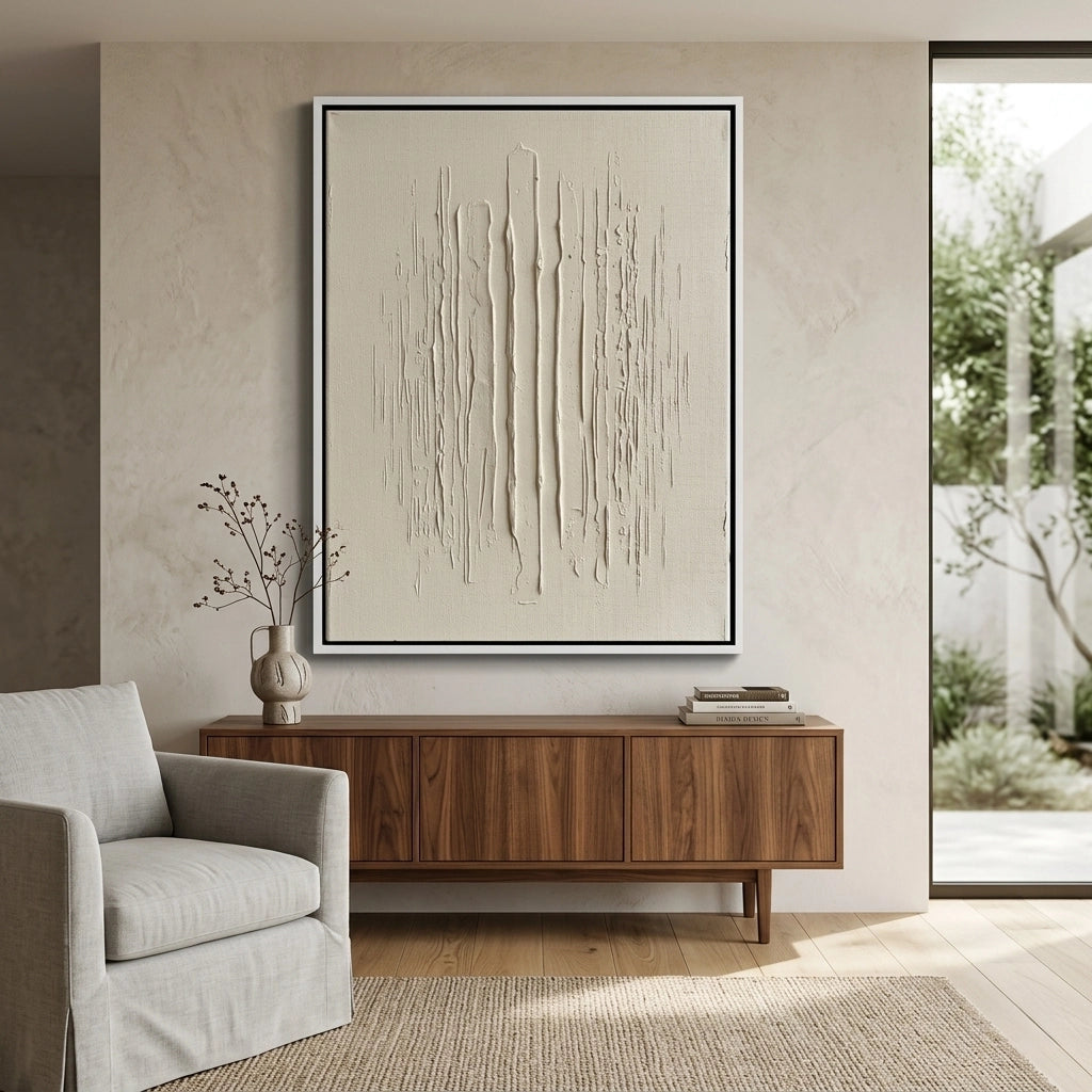 2Textured abstract art print in black and white with minimalist style, enhancing sophisticated UAE interior design