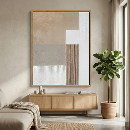 Modern sideboard featuring a 'Textured Neutral Geo' carved pattern on the doors, a unique handcrafted furniture piece for high-end UAE interiors.