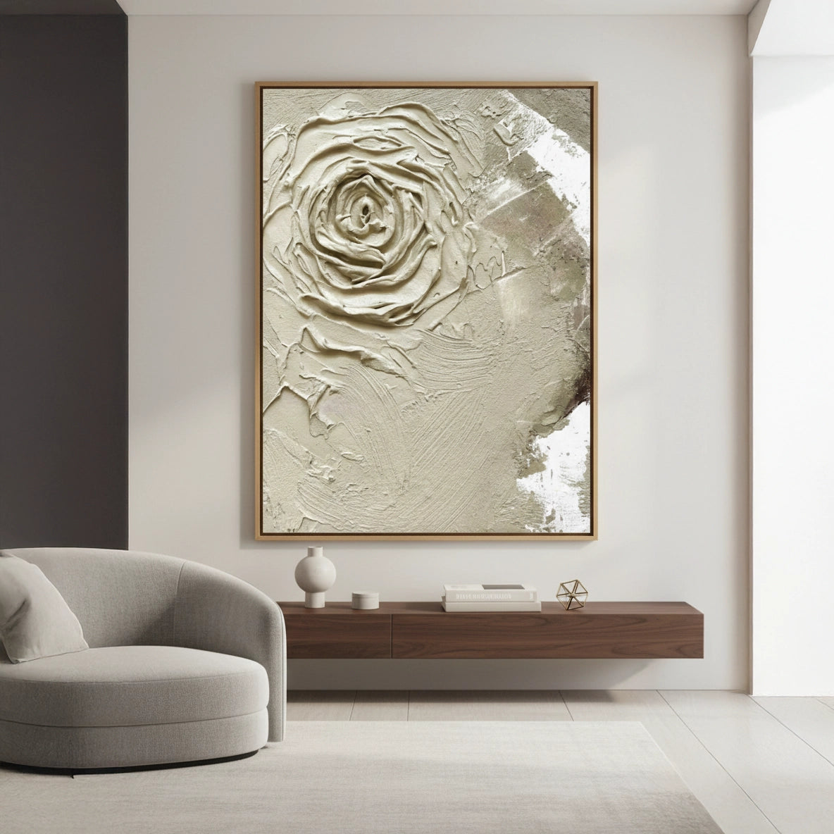 2Textured Neutral Rose Painting #TNRO110