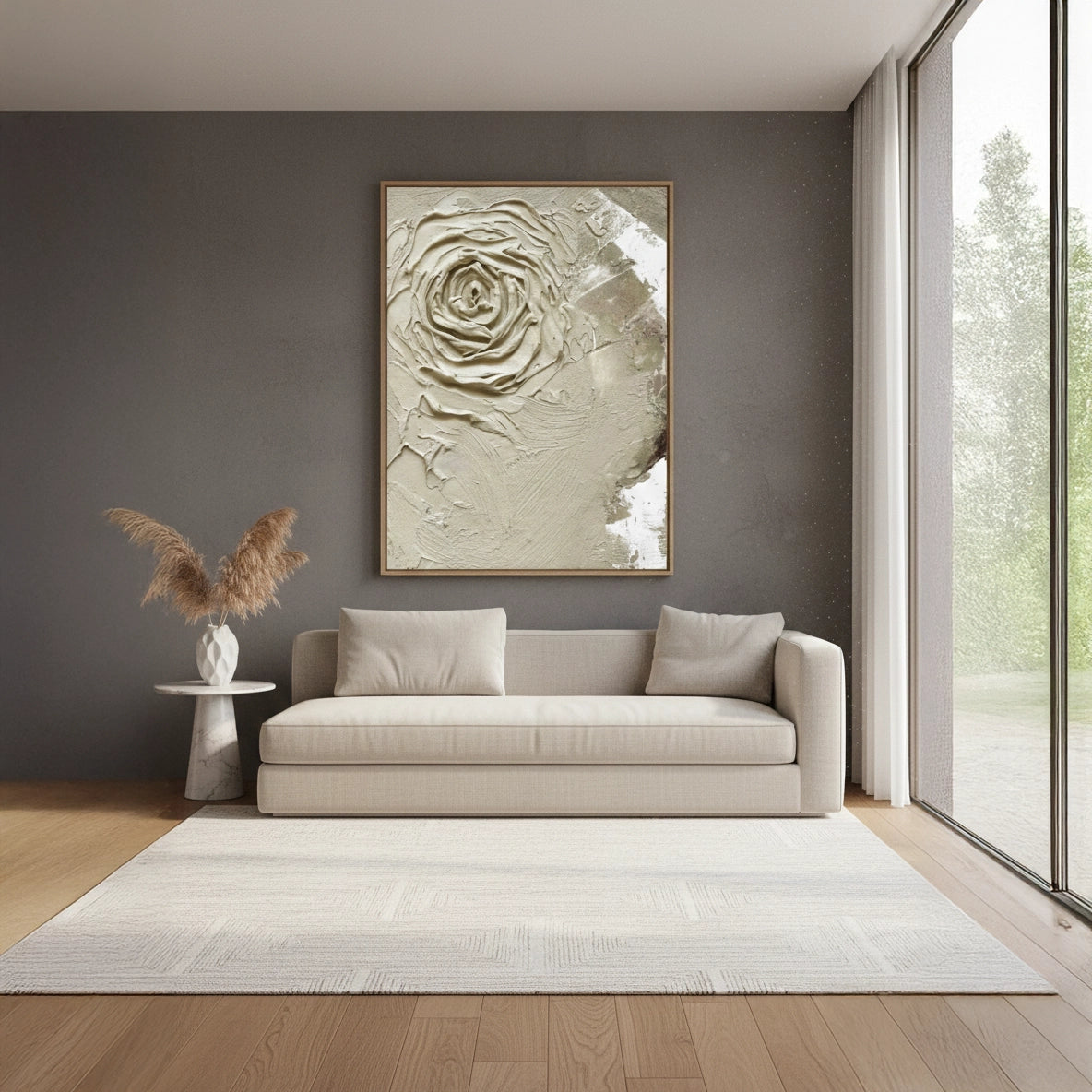 2Textured Neutral Rose Painting #TNRO110