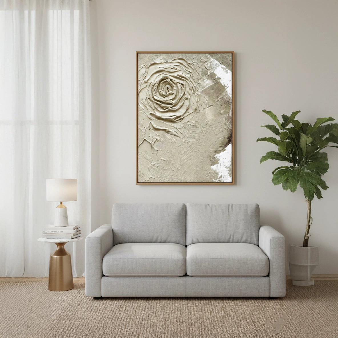 2Textured Neutral Rose Painting #TNRO110