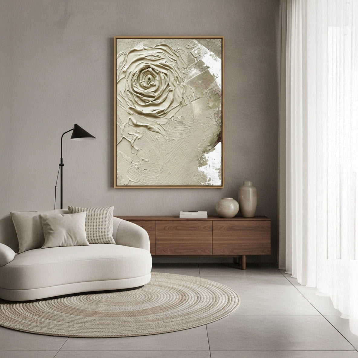 2Textured Neutral Rose Painting #TNRO110