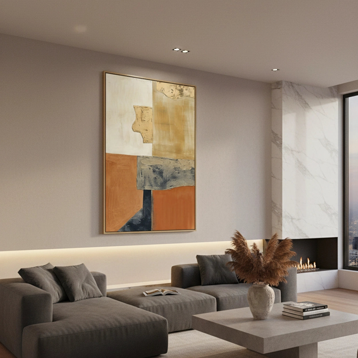 2Textured Ochre Geometric Painting #TOGE220