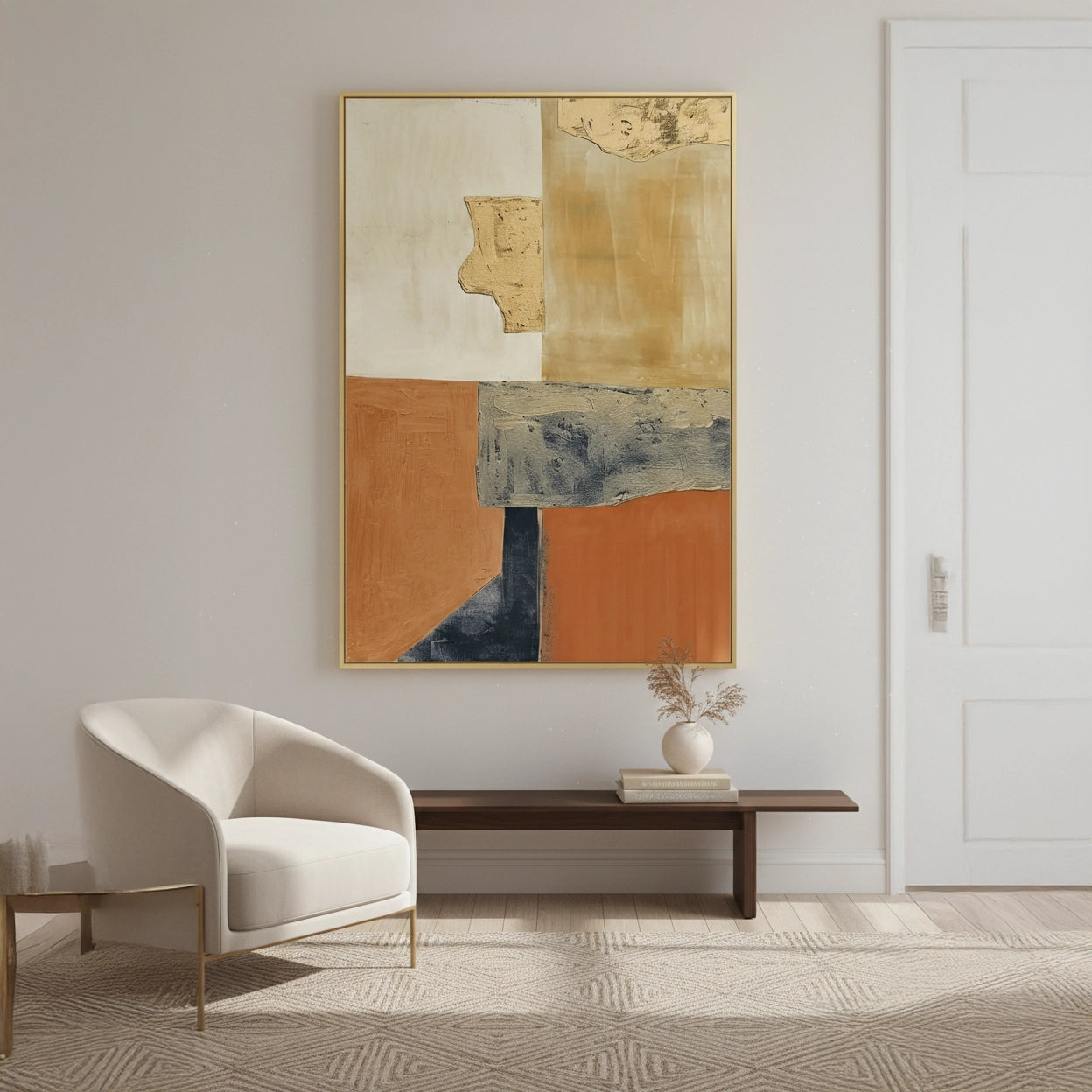 2Textured Ochre Geometric Painting #TOGE220