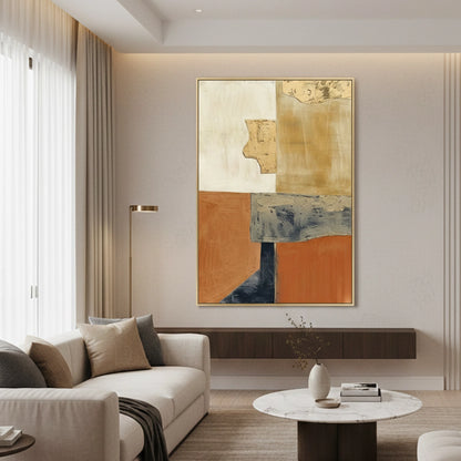 Textured Ochre Geometric Painting #TOGE220