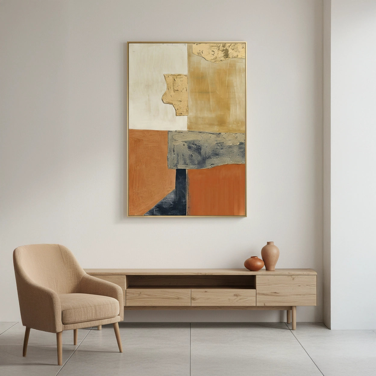 2Textured Ochre Geometric Painting #TOGE220